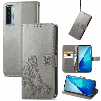 Four-leaf Clasp Embossed Buckle Mobile Phone Protection Leather Case with Lanyard & Card Slot & Wallet & Bracket Function, For Samsung Galaxy A03s 164mm, For Samsung Galaxy  A22 4G, For Samsung Galaxy A82 5G, For Samsung Galaxy Z Fold3                 ...