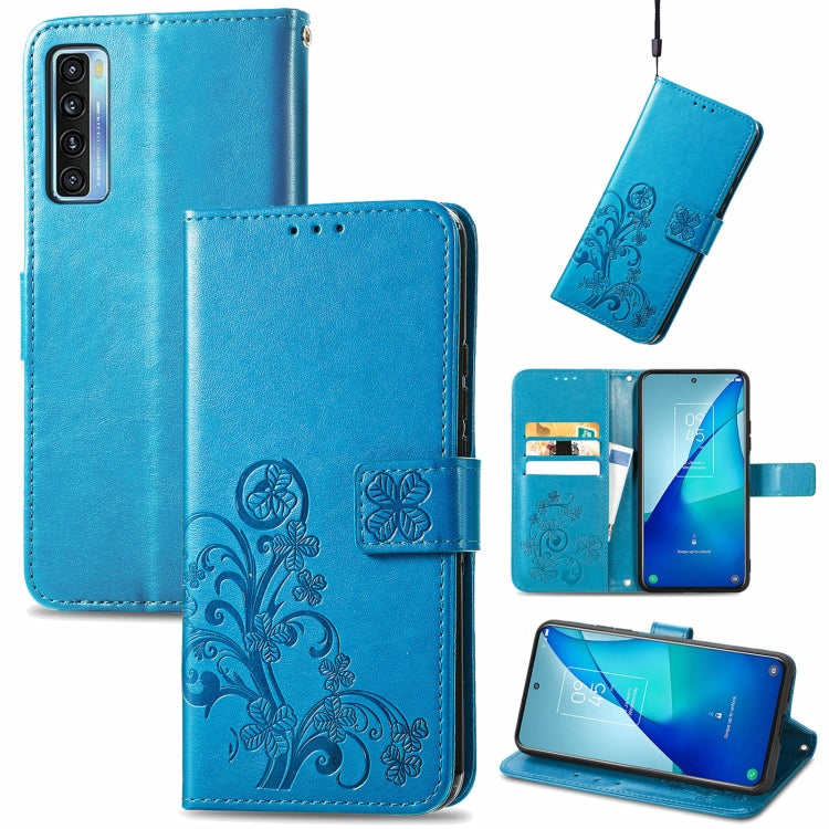 Four-leaf Clasp Embossed Buckle Mobile Phone Protection Leather Case with Lanyard & Card Slot & Wallet & Bracket Function, For Samsung Galaxy A03s 164mm, For Samsung Galaxy  A22 4G, For Samsung Galaxy A82 5G, For Samsung Galaxy Z Fold3                 ...