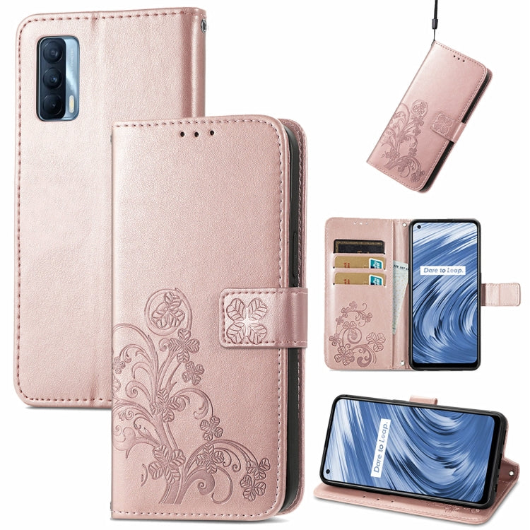 Four-leaf Clasp Embossed Buckle Mobile Phone Protection Leather Case with Lanyard & Card Slot & Wallet & Bracket Function, For Samsung Galaxy A03s 164mm, For Samsung Galaxy  A22 4G, For Samsung Galaxy A82 5G, For Samsung Galaxy Z Fold3                 ...