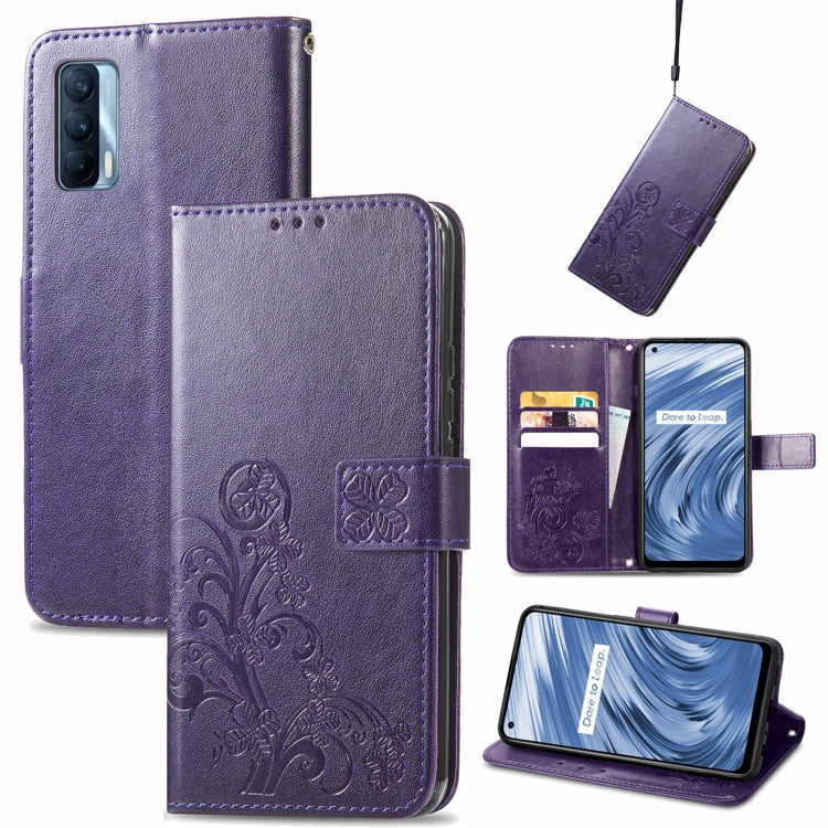 Four-leaf Clasp Embossed Buckle Mobile Phone Protection Leather Case with Lanyard & Card Slot & Wallet & Bracket Function, For Samsung Galaxy A03s 164mm, For Samsung Galaxy  A22 4G, For Samsung Galaxy A82 5G, For Samsung Galaxy Z Fold3                 ...