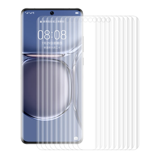 10 PCS ENKAY Hat-Prince Protection d'écran 3D incurvée à couverture complète en PET, pliage à chaud, film souple HD, compatible avec le déverrouillage par empreinte digitale, pour Huawei P50 Pro, pour Honor 50 Pro, pour Honor 50