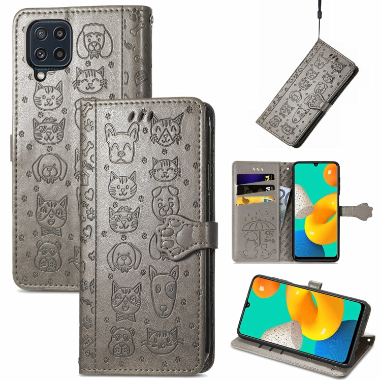 Cute Cat and Dog Embossed Horizontal Flip Leather Case with Holder & Card Slots & Wallet & Lanyard, For Gaxlay M32, For Galaxy  A82 5G, For Galaxy A22 4G, For Samsung Gaxlay M32, For Galaxy A12, For Samsung Galaxy  A82 5G, For Samsung Galaxy A03s 164mm...