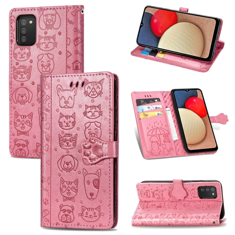 Cute Cat and Dog Embossed Horizontal Flip Leather Case with Holder & Card Slots & Wallet & Lanyard, For Gaxlay M32, For Galaxy  A82 5G, For Galaxy A22 4G, For Samsung Gaxlay M32, For Galaxy A12, For Samsung Galaxy  A82 5G, For Samsung Galaxy A03s 164mm...