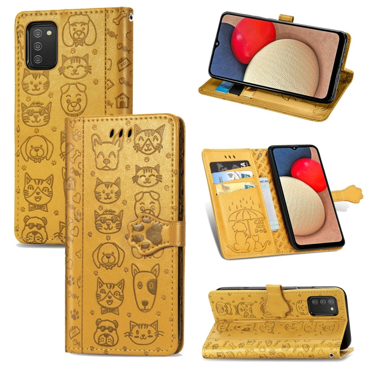Cute Cat and Dog Embossed Horizontal Flip Leather Case with Holder & Card Slots & Wallet & Lanyard, For Gaxlay M32, For Galaxy  A82 5G, For Galaxy A22 4G, For Samsung Gaxlay M32, For Galaxy A12, For Samsung Galaxy  A82 5G, For Samsung Galaxy A03s 164mm...