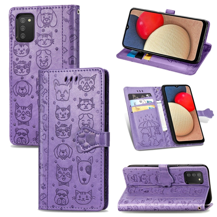 Cute Cat and Dog Embossed Horizontal Flip Leather Case with Holder & Card Slots & Wallet & Lanyard, For Gaxlay M32, For Galaxy  A82 5G, For Galaxy A22 4G, For Samsung Gaxlay M32, For Galaxy A12, For Samsung Galaxy  A82 5G, For Samsung Galaxy A03s 164mm...