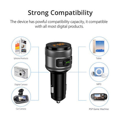 C57 QC3.0 Wireless FM Transmitter Fast Car Charger Bluetooth 5.0 Hands-free Car Modulator USB Flash Memory MP3 Player, C57