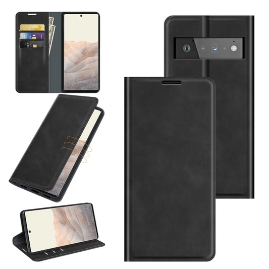 For Google Pixel 6 Pro Retro-skin Business Magnetic Suction Leather Case with Holder & Card Slots & Wallet, For Google Pixel 6 Pro