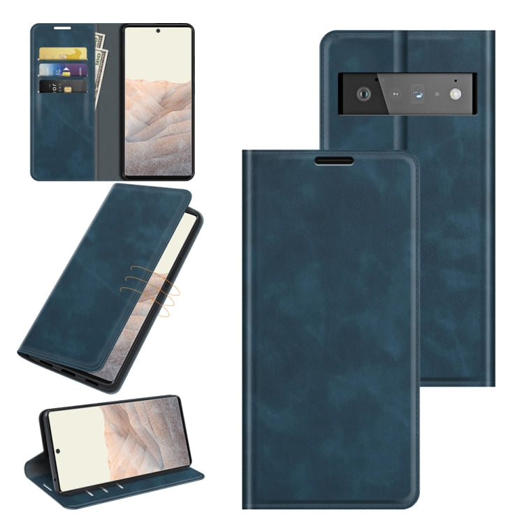 For Google Pixel 6 Pro Retro-skin Business Magnetic Suction Leather Case with Holder & Card Slots & Wallet, For Google Pixel 6 Pro