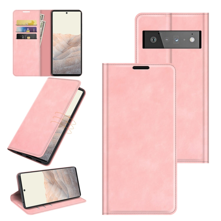 For Google Pixel 6 Pro Retro-skin Business Magnetic Suction Leather Case with Holder & Card Slots & Wallet, For Google Pixel 6 Pro