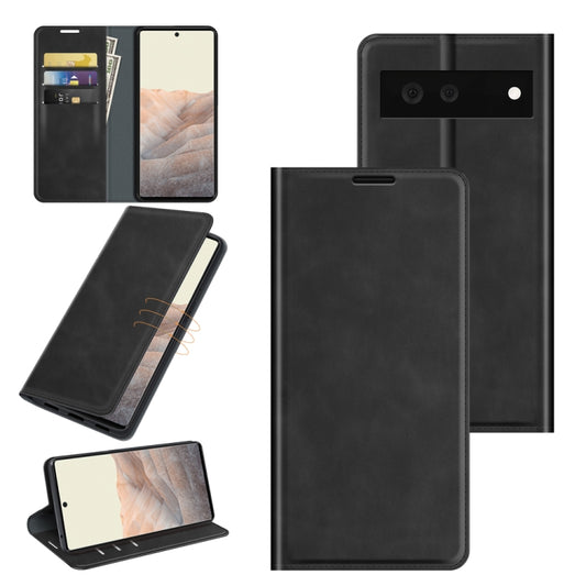 For Google Pixel 6 Retro-skin Business Magnetic Suction Leather Case with Holder & Card Slots & Wallet, For Google Pixel 6