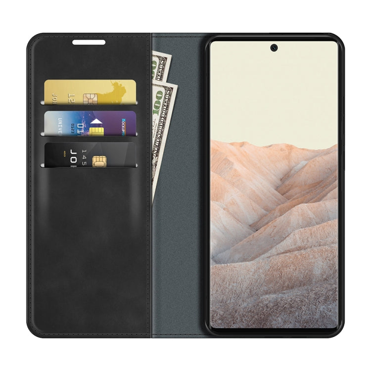 For Google Pixel 6 Retro-skin Business Magnetic Suction Leather Case with Holder & Card Slots & Wallet, For Google Pixel 6