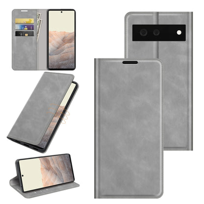 For Google Pixel 6 Retro-skin Business Magnetic Suction Leather Case with Holder & Card Slots & Wallet, For Google Pixel 6