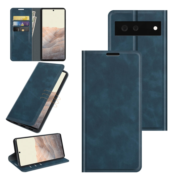 For Google Pixel 6 Retro-skin Business Magnetic Suction Leather Case with Holder & Card Slots & Wallet, For Google Pixel 6