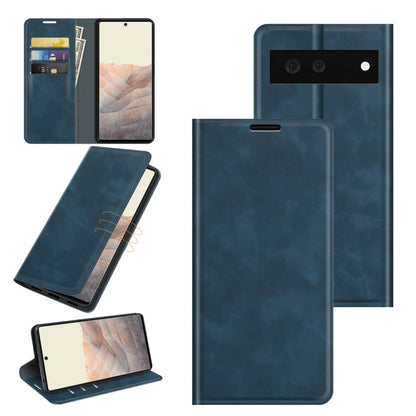 For Google Pixel 6 Retro-skin Business Magnetic Suction Leather Case with Holder & Card Slots & Wallet, For Google Pixel 6