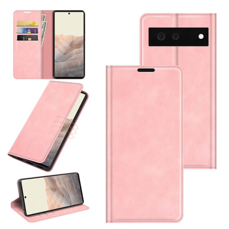For Google Pixel 6 Retro-skin Business Magnetic Suction Leather Case with Holder & Card Slots & Wallet, For Google Pixel 6