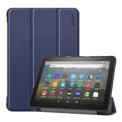 For Amazon Fire HD 8 / HD 8 Plus (2020) ENKAY Custer Texture Horizontal Flip PU+PC Leather Case with Three-folding Holder & Sleep / Wake-up Function, For Amazon Fire HD 8 / HD 8 Plus (2020)