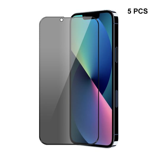 5 PCS ENKAY Hat-Prince Film de protection d'écran anti-espion en verre trempé à couverture complète 28 degrés, pour iPhone 13 mini, pour iPhone 13 / 13 Pro, pour iPhone 13 Pro Max