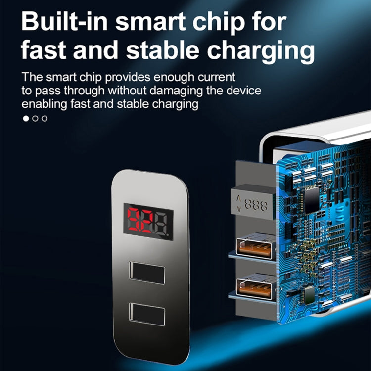F002C QC3.0 USB + USB 2.0 LED Digital Display Fast Charger with USB to 8 Pin Data Cable, US Plug, US Plug +  8 Pin Cable