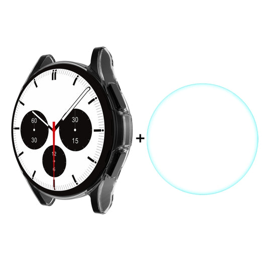 ENKAY Hat-Prince Étui souple transparent à couverture complète en TPU HD transparent + protecteur d'écran en verre trempé, pour Samsung Galaxy Watch4 Classic 42mm, pour Samsung Watch4 Classic 46mm