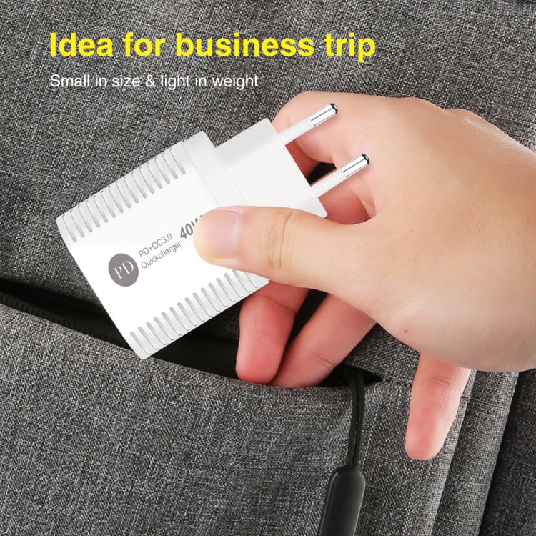 40W Dual Port PD / Type-C Fast Charger for iPhone / iPad Series, EU Plug, EU Plug