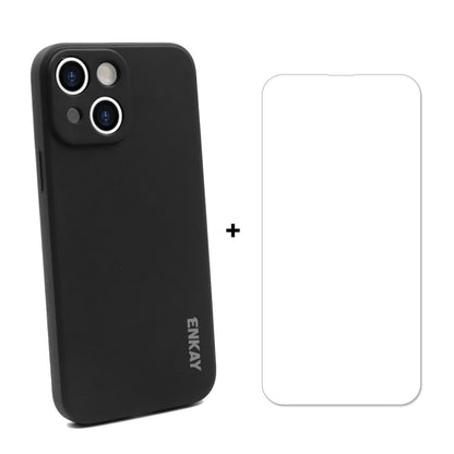 Hat-Prince ENKAY Liquid Silicone Shockproof Protective Case Drop Protection Cover + 9H Tempered Glass Screen Protector for iPhone 13 mini, For iPhone 13 mini
