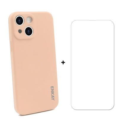 Hat-Prince ENKAY Liquid Silicone Shockproof Protective Case Drop Protection Cover + 9H Tempered Glass Screen Protector for iPhone 13 mini, For iPhone 13 mini