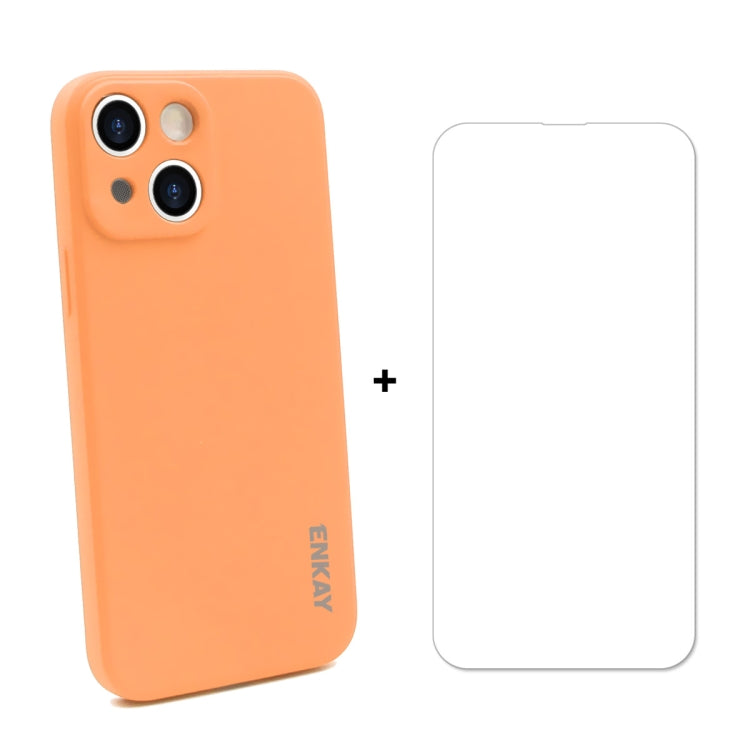 Hat-Prince ENKAY Liquid Silicone Shockproof Protective Case Drop Protection Cover + 9H Tempered Glass Screen Protector for iPhone 13 mini, For iPhone 13 mini
