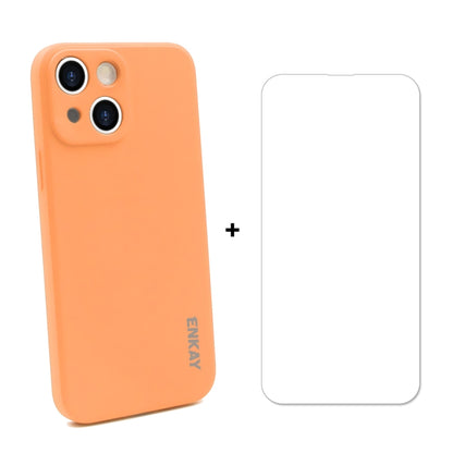 Hat-Prince ENKAY Liquid Silicone Shockproof Protective Case Drop Protection Cover + 9H Tempered Glass Screen Protector for iPhone 13 mini, For iPhone 13 mini