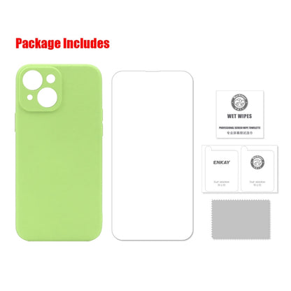 Hat-Prince ENKAY Liquid Silicone Shockproof Protective Case Drop Protection Cover + 9H Tempered Glass Screen Protector for iPhone 13 mini, For iPhone 13 mini