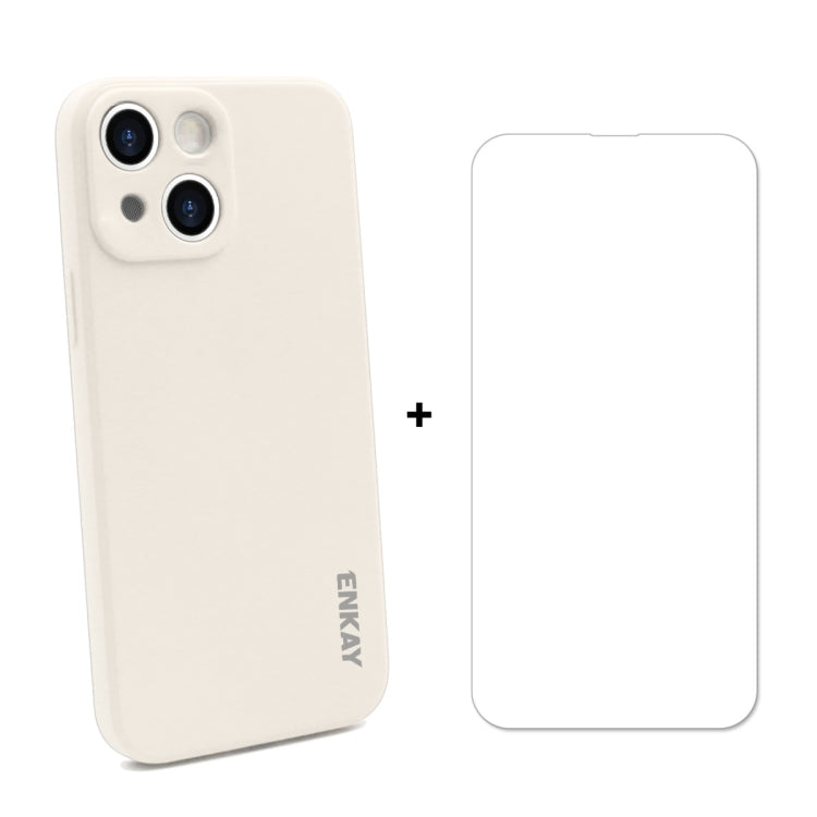 Hat-Prince ENKAY Liquid Silicone Shockproof Protective Case Drop Protection Cover + 9H Tempered Glass Screen Protector for iPhone 13