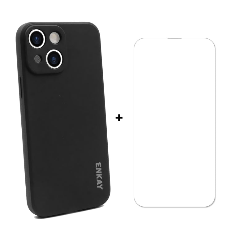 Hat-Prince ENKAY Liquid Silicone Shockproof Protective Case Drop Protection Cover + 9H Tempered Glass Screen Protector for iPhone 13
