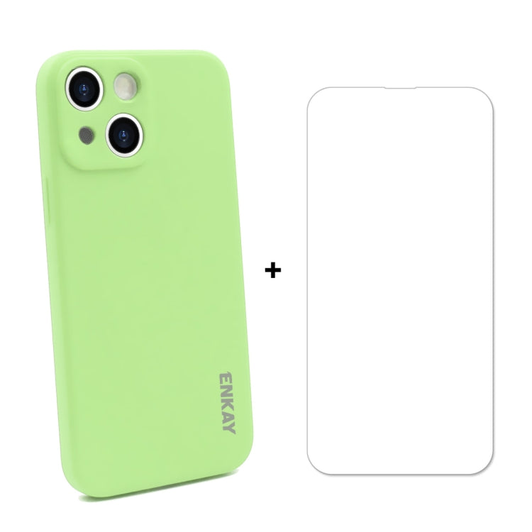 Hat-Prince ENKAY Liquid Silicone Shockproof Protective Case Drop Protection Cover + 9H Tempered Glass Screen Protector for iPhone 13
