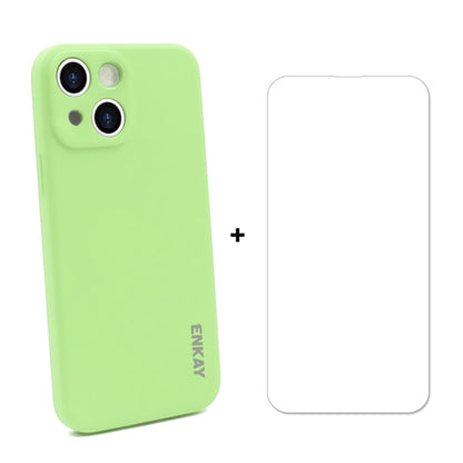 Hat-Prince ENKAY Liquid Silicone Shockproof Protective Case Drop Protection Cover + 9H Tempered Glass Screen Protector for iPhone 13
