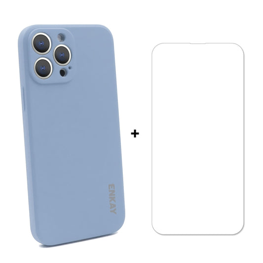 Hat-Prince ENKAY Coque de protection antichoc en silicone liquide avec protection contre les chutes + protecteur d'écran en verre trempé 9H pour iPhone 13 Pro, pour iPhone 13 Pro
