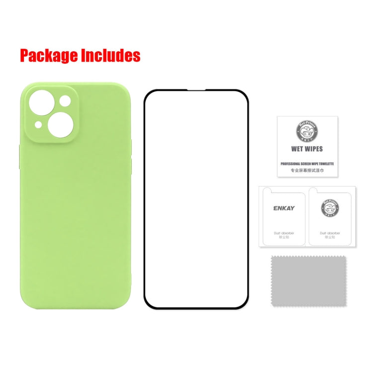 Hat-Prince ENKAY Liquid Silicone Shockproof Protective Case Drop Protection Cover + Full Coverage Tempered Glass Protector Film for iPhone 13 mini, For iPhone 13 mini