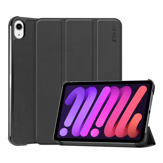 Étui en cuir PU+PC à rabat horizontal ENKAY Custer Texture avec support pliable et fonction veille/réveil pour iPad mini 2024 / mini 6, pour iPad mini 6 2021
