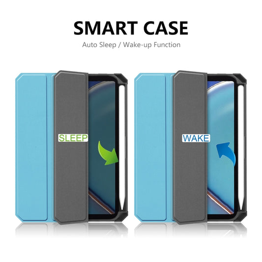 Étui en cuir PU+TPU à rabat horizontal ENKAY Custer Texture avec support à trois volets et fonction veille/réveil et porte-stylo pour iPad mini 2024 / mini 6, pour iPad mini 6 2021