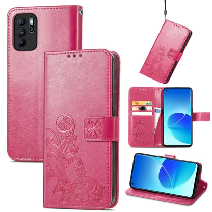 Four-leaf Clasp Embossed Buckle Mobile Phone Protection Leather Case with Lanyard & Card Slot & Wallet & Bracket Function, For OPPO Reno6 Z, For OPPO Realme C20, For OPPO Realme GT Master