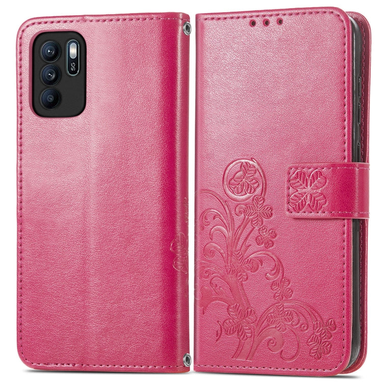 Four-leaf Clasp Embossed Buckle Mobile Phone Protection Leather Case with Lanyard & Card Slot & Wallet & Bracket Function, For OPPO Reno6 Z, For OPPO Realme C20, For OPPO Realme GT Master