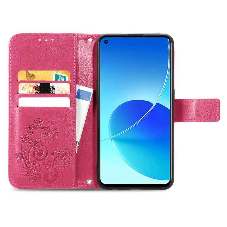 Four-leaf Clasp Embossed Buckle Mobile Phone Protection Leather Case with Lanyard & Card Slot & Wallet & Bracket Function, For OPPO Reno6 Z, For OPPO Realme C20, For OPPO Realme GT Master