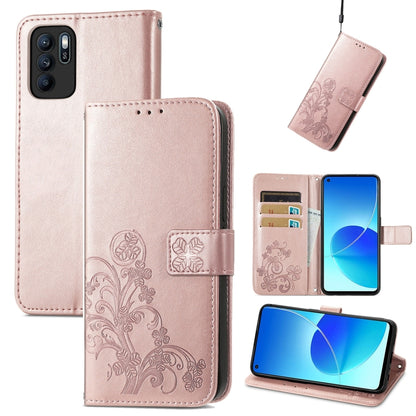 Four-leaf Clasp Embossed Buckle Mobile Phone Protection Leather Case with Lanyard & Card Slot & Wallet & Bracket Function, For OPPO Reno6 Z, For OPPO Realme C20, For OPPO Realme GT Master