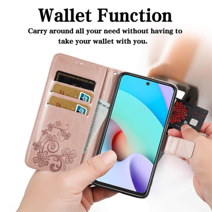 Four-leaf Clasp Embossed Buckle Mobile Phone Protection Leather Case with Lanyard & Card Slot & Wallet & Bracket Function, For OPPO Reno6 Z, For OPPO Realme C20, For OPPO Realme GT Master