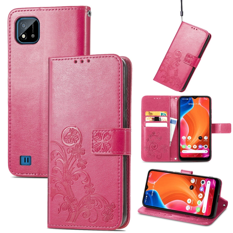 Four-leaf Clasp Embossed Buckle Mobile Phone Protection Leather Case with Lanyard & Card Slot & Wallet & Bracket Function, For OPPO Reno6 Z, For OPPO Realme C20, For OPPO Realme GT Master
