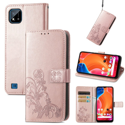 Four-leaf Clasp Embossed Buckle Mobile Phone Protection Leather Case with Lanyard & Card Slot & Wallet & Bracket Function, For OPPO Reno6 Z, For OPPO Realme C20, For OPPO Realme GT Master