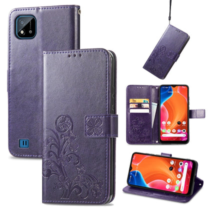 Four-leaf Clasp Embossed Buckle Mobile Phone Protection Leather Case with Lanyard & Card Slot & Wallet & Bracket Function, For OPPO Reno6 Z, For OPPO Realme C20, For OPPO Realme GT Master