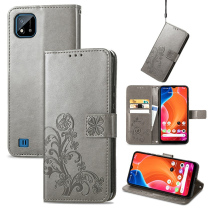 Four-leaf Clasp Embossed Buckle Mobile Phone Protection Leather Case with Lanyard & Card Slot & Wallet & Bracket Function, For OPPO Reno6 Z, For OPPO Realme C20, For OPPO Realme GT Master