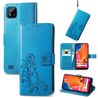 Four-leaf Clasp Embossed Buckle Mobile Phone Protection Leather Case with Lanyard & Card Slot & Wallet & Bracket Function, For OPPO Reno6 Z, For OPPO Realme C20, For OPPO Realme GT Master