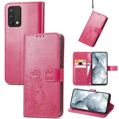 Four-leaf Clasp Embossed Buckle Mobile Phone Protection Leather Case with Lanyard & Card Slot & Wallet & Bracket Function, For OPPO Reno6 Z, For OPPO Realme C20, For OPPO Realme GT Master