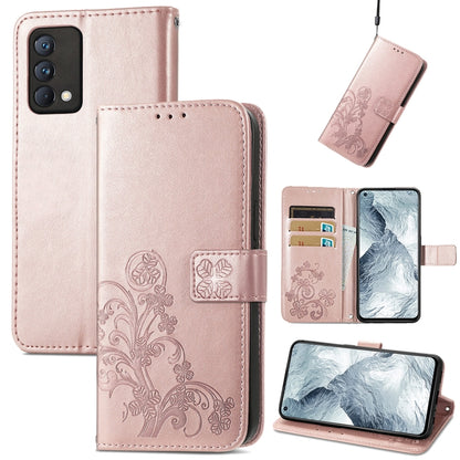 Four-leaf Clasp Embossed Buckle Mobile Phone Protection Leather Case with Lanyard & Card Slot & Wallet & Bracket Function, For OPPO Reno6 Z, For OPPO Realme C20, For OPPO Realme GT Master