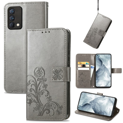 Four-leaf Clasp Embossed Buckle Mobile Phone Protection Leather Case with Lanyard & Card Slot & Wallet & Bracket Function, For OPPO Reno6 Z, For OPPO Realme C20, For OPPO Realme GT Master